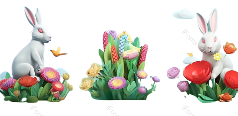 装饰图片,节日元素,兔子PNG,婚礼免抠素材